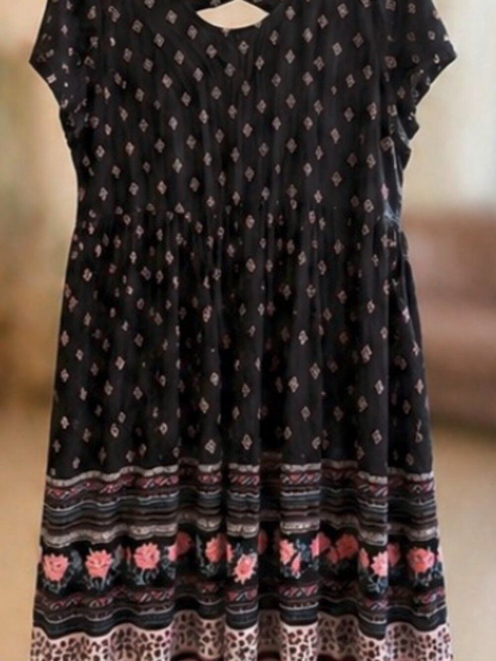#120 - Torrid Black Boho Print Dress – Size 1